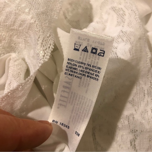 Vassarette slip, white knee length, stretchy with a 10” side slip & lace waist - Picture 9 of 10